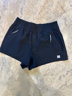 Vuori Black Athletic Zip-Pocket Shorts